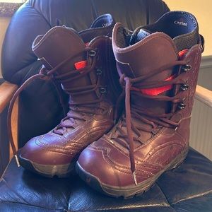 Burton Sabbath Snowboarding Boots US Size 10 Burgundy Vintage